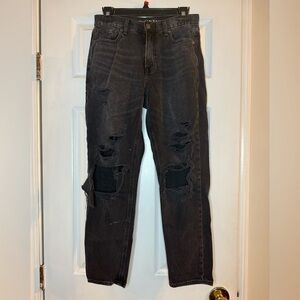 American Eagle Women’s ‘Mom Jeans’ Distressed Black Jeans